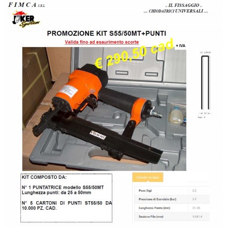 Offerta Kit Puntatrice pneumatica S55/50MT+PUNTI
